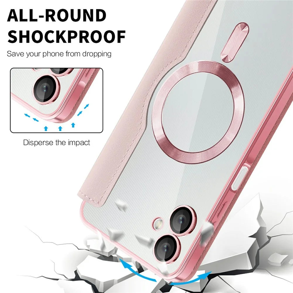 For Samsung Galaxy A06 4G Magnetic Case Rhombus PU Leather Phone Cover - Pink - 5