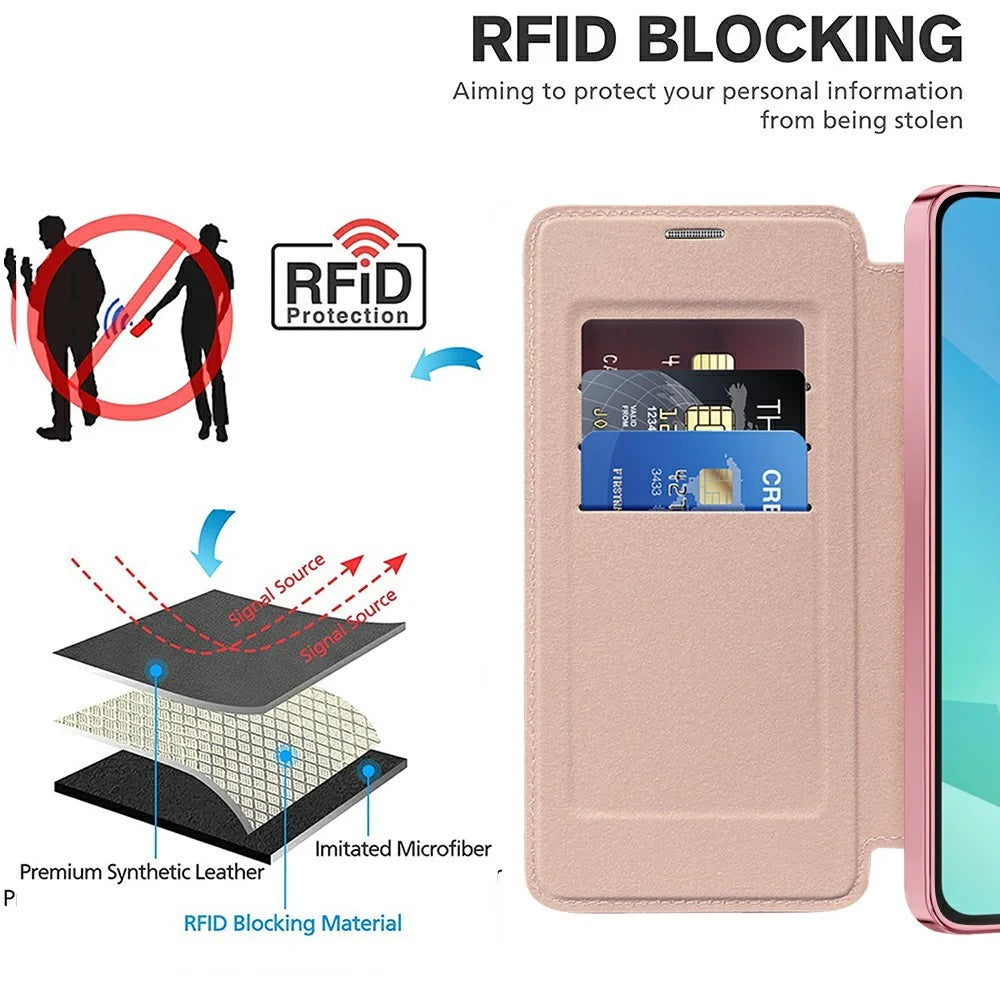 For Samsung Galaxy A16 4G / 5G Magnetic Case Rhombus PU Leather Phone Cover - Pink - 3