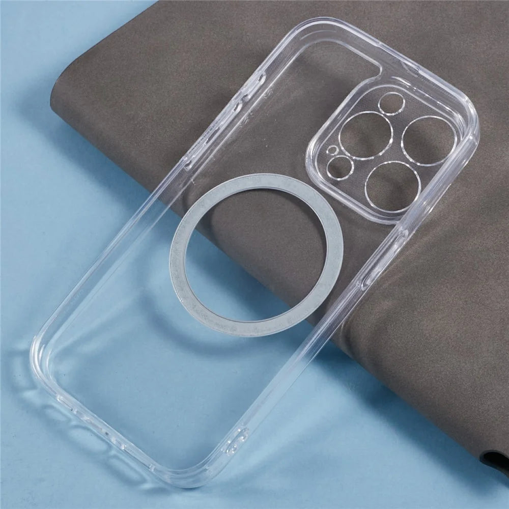 For iPhone 14 Pro Case Compatible with MagSafe CD Vein TPU+Acrylic Phone Cover - Green - 6