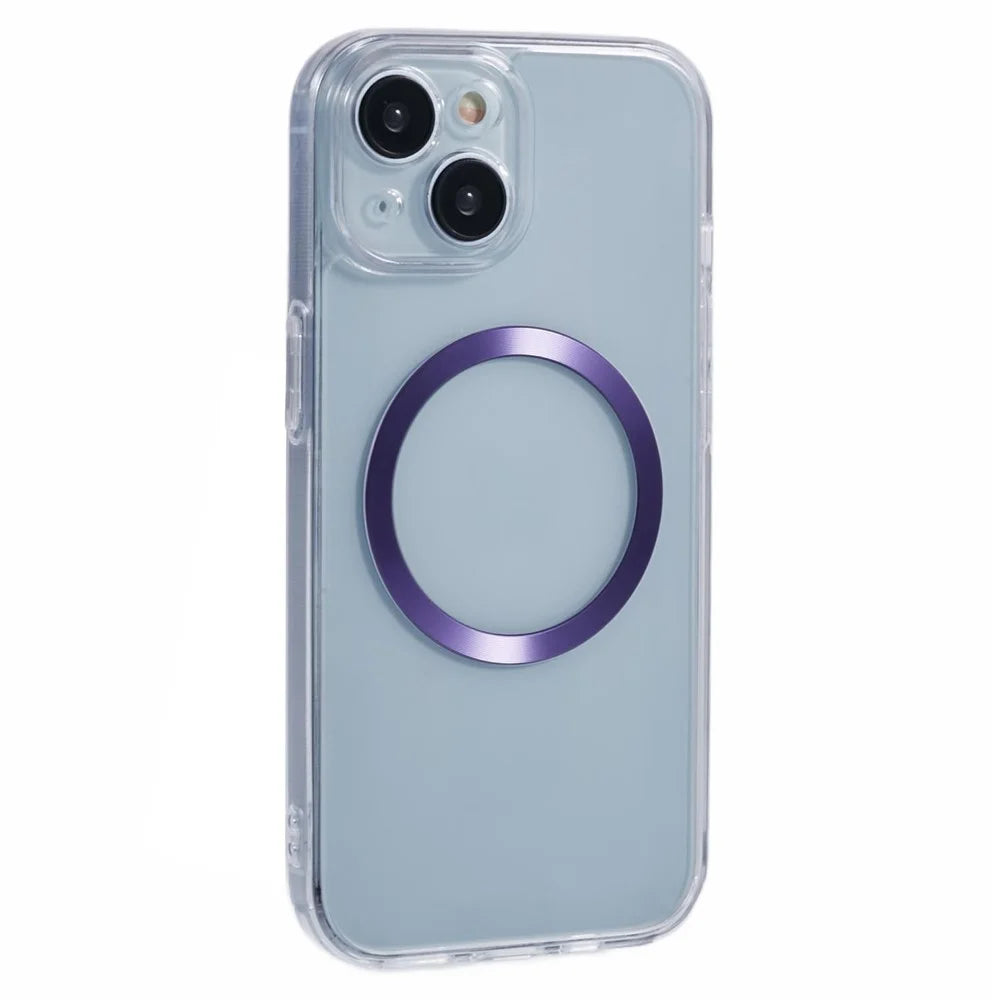 For iPhone 14 Case Compatible with MagSafe CD Vein TPU+Acrylic Phone Cover - Purple - 1