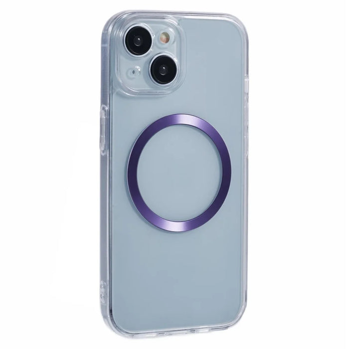 For iPhone 14 Case Compatible with MagSafe CD Vein TPU+Acrylic Phone Cover - Purple - 1