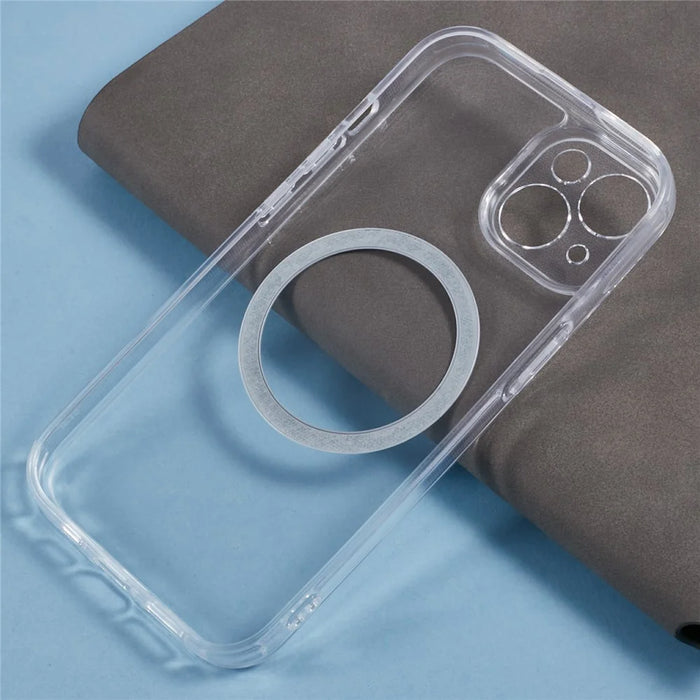 For iPhone 14 Case Compatible with MagSafe CD Vein TPU+Acrylic Phone Cover - Purple - 6