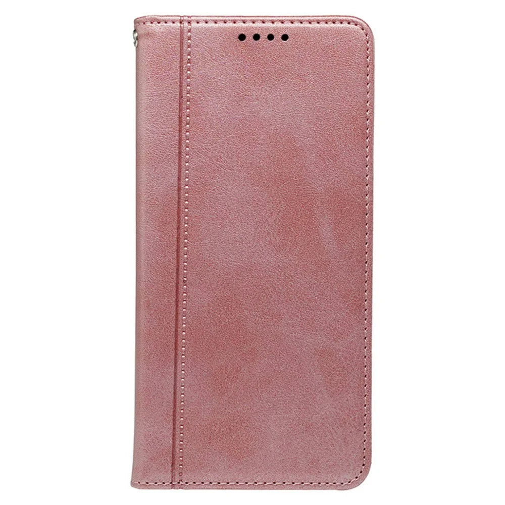 For Samsung Galaxy A16 5G  /  4G Case Hidden Magnetic Closure Calf Texture Leather Phone Cover - Rose Gold - 5
