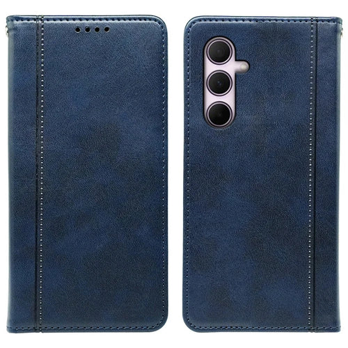 For Samsung Galaxy A36 5G Case Hidden Magnetic Closure Calf Texture Leather Phone Cover - Blue - 1