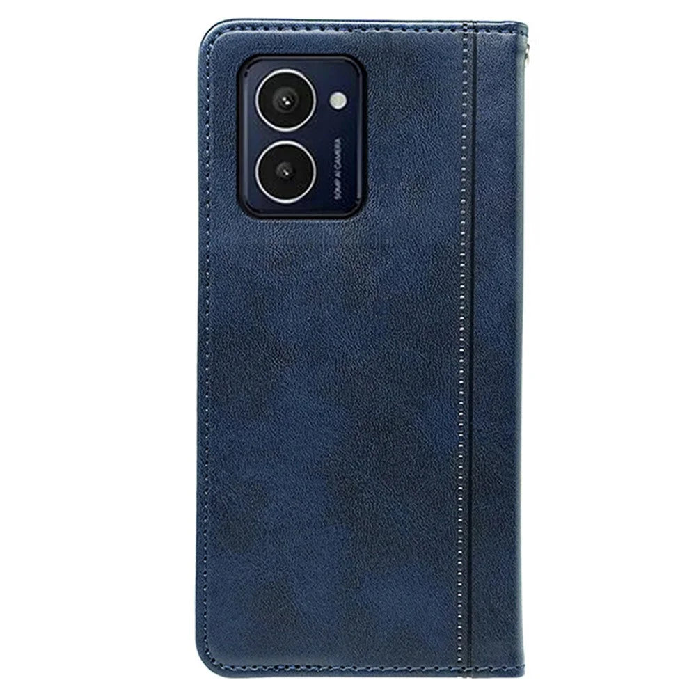 For Samsung Galaxy A36 5G Case Hidden Magnetic Closure Calf Texture Leather Phone Cover - Blue - 6