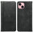For iPhone 14 Case Hidden Magnetic Closure Calf Texture Leather Phone Cover - Black - 1