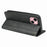 For iPhone 14 Case Hidden Magnetic Closure Calf Texture Leather Phone Cover - Black - 4