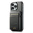 SUTENI H19 For iPhone 16 Pro Max Magnetic Case Waxy Texture Card Slots Leather Back Phone Cover - Black - 2