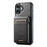 SUTENI H19 For iPhone 16 Plus Magnetic Case Waxy Texture Card Slots Leather Back Phone Cover - Black - 2