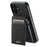 SUTENI H19 For iPhone 16 Plus Magnetic Case Card Holder Kickstand Litchi Texture Leather Back Cover - Black - 1