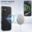 SUTENI H19 For iPhone 16 Magnetic Case Card Holder Kickstand Litchi Texture Leather Back Cover - Black - 7