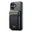 SUTENI H19 For iPhone 16 Plus Magnetic Case Carbon Fiber Texture Leather Back Cover with Card Bag - 2