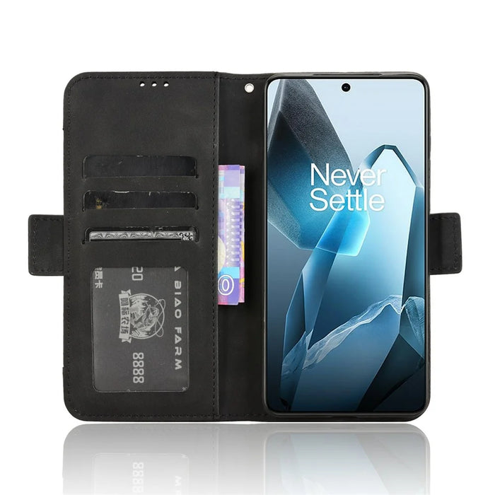 For OnePlus 13 Leather Case Phone Wallet Cover with Multiple Card Slots - Black - 3