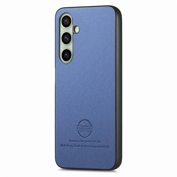 For Samsung Galaxy S24 FE Case Cloth Texture Leather+PC+TPU Anti-Drop Phone Cover - Blue - 2