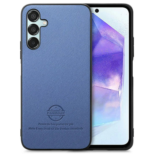 For Samsung Galaxy A15 4G / 5G Case Cloth Texture Leather+PC+TPU Anti-Drop Phone Cover - Blue - 1