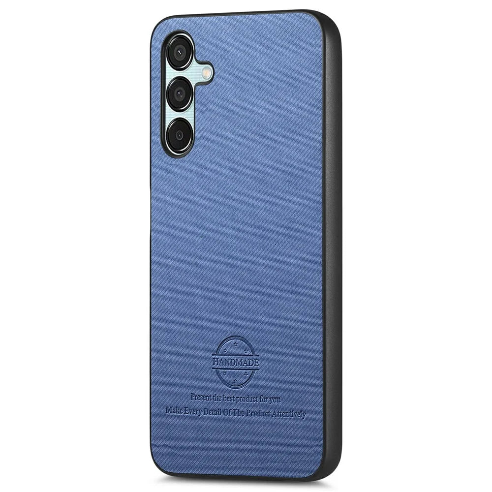 For Samsung Galaxy A15 4G / 5G Case Cloth Texture Leather+PC+TPU Anti-Drop Phone Cover - Blue - 2