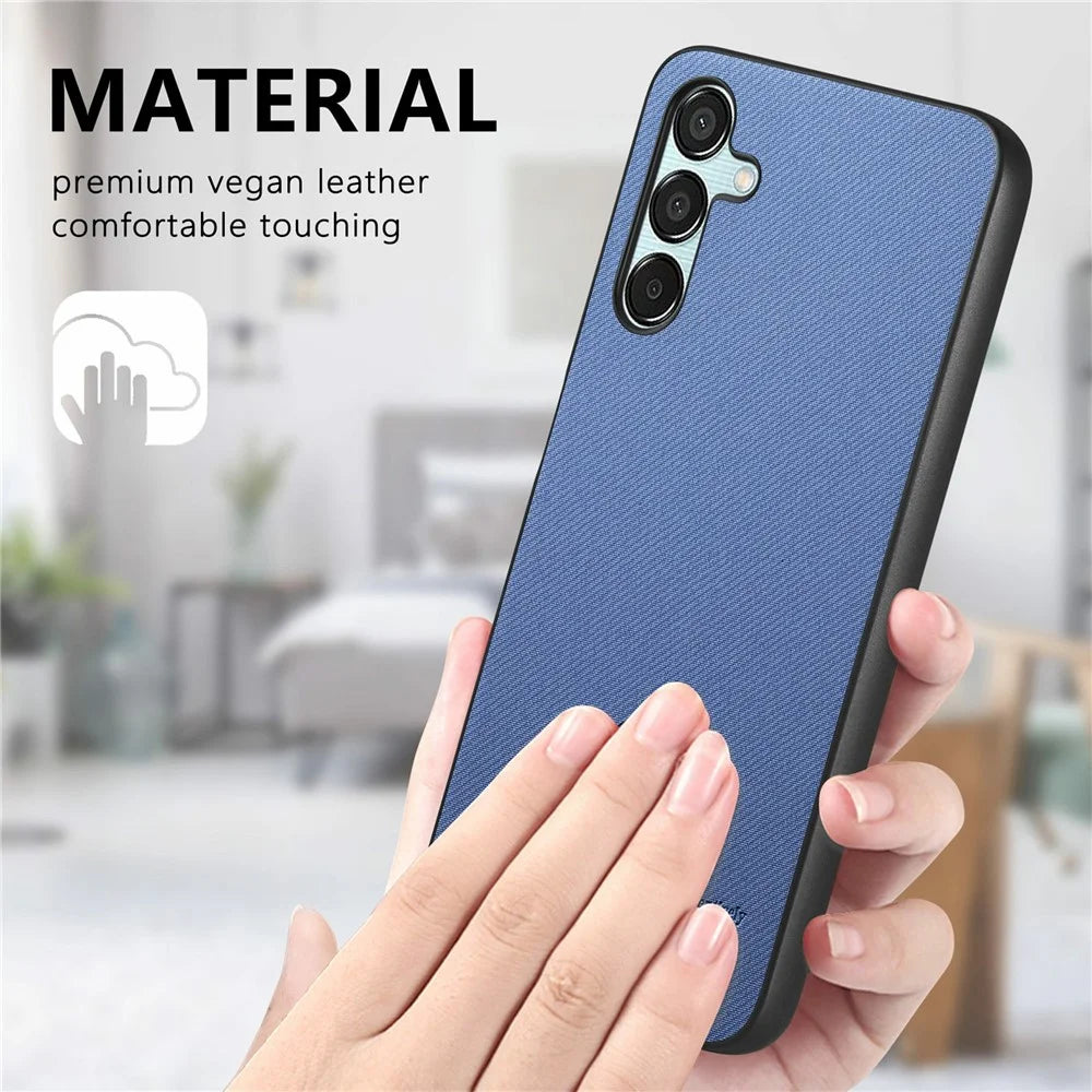 For Samsung Galaxy A15 4G / 5G Case Cloth Texture Leather+PC+TPU Anti-Drop Phone Cover - Blue - 7