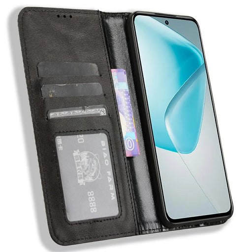 For Infinix Hot 50 Pro 4G X6881 Leather Case Wallet Stand Retro Texture Phone Cover - Black - 2