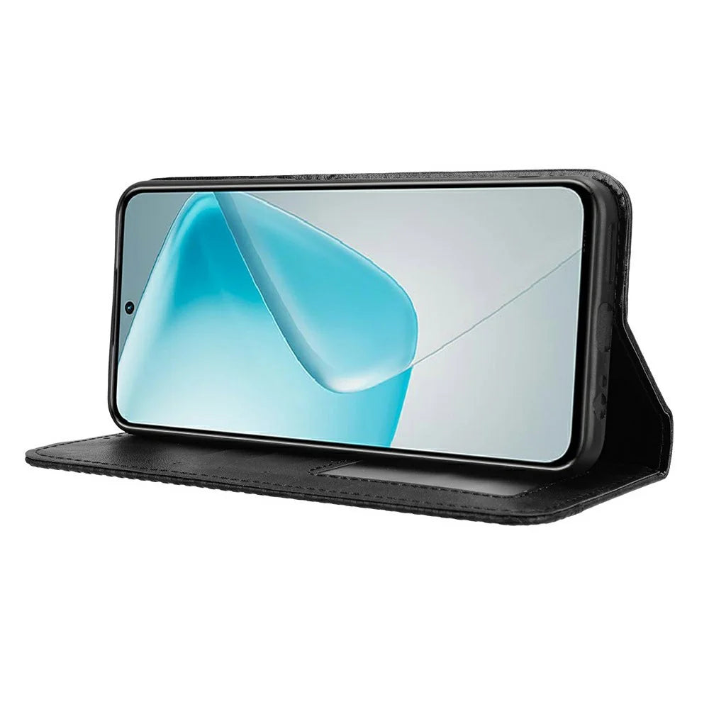 For Infinix Hot 50 Pro+ 4G X6880 Leather Case Wallet Stand Retro Texture Phone Cover - Black - 3