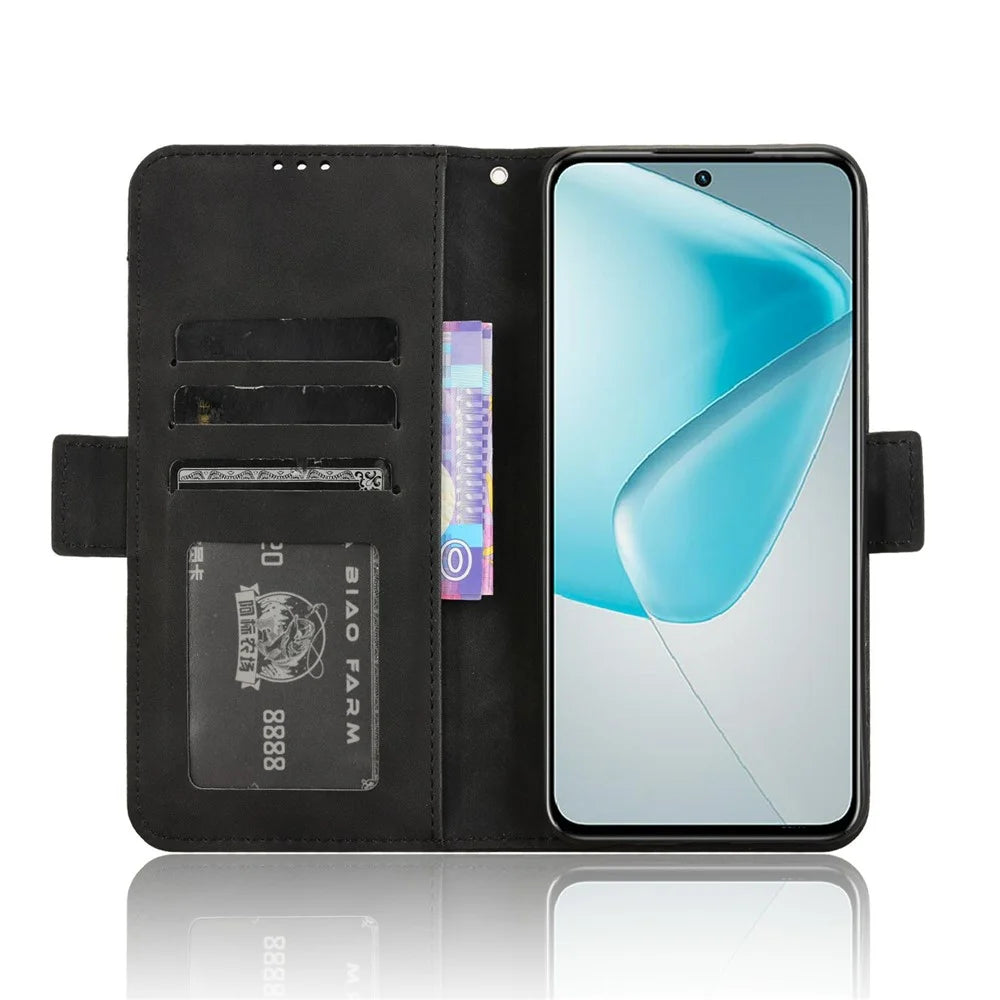 For Infinix Hot 50 Pro+ 4G X6880 Leather Case Phone Wallet Cover with Multiple Card Slots - Black - 3