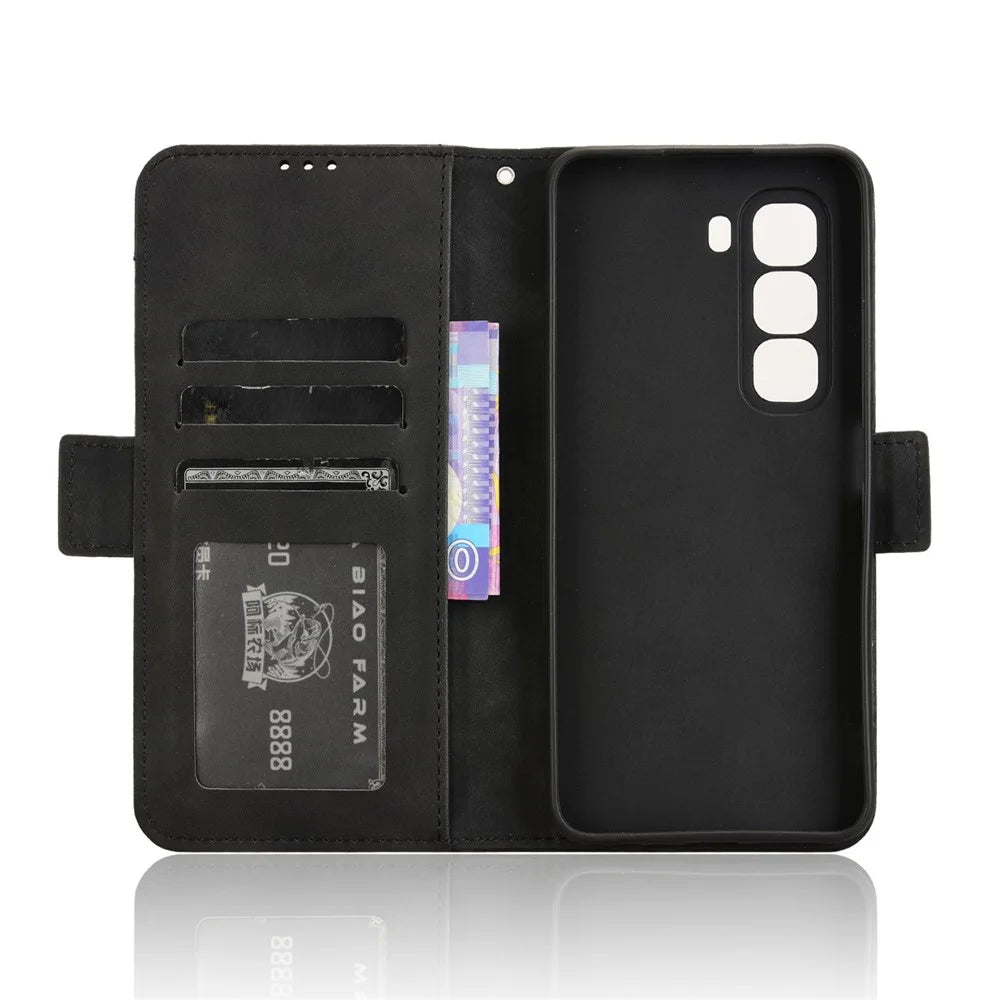 For Infinix Hot 50 Pro+ 4G X6880 Leather Case Phone Wallet Cover with Multiple Card Slots - Black - 5