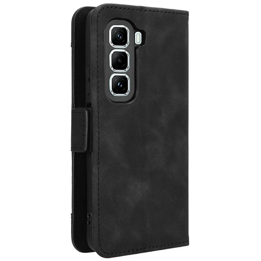 For Infinix Hot 50 Pro+ 4G X6880 Leather Case Phone Wallet Cover with Multiple Card Slots - Black - 7