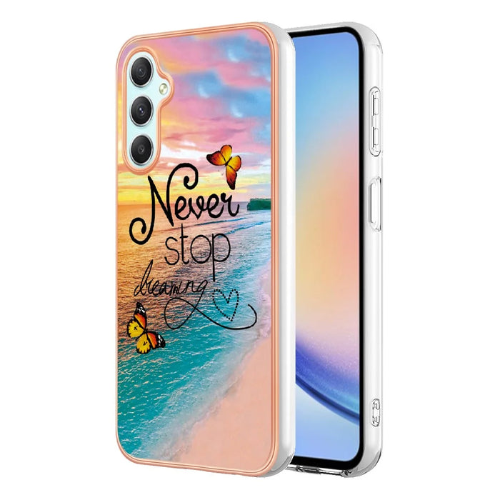 For Samsung Galaxy A16 4G / Galaxy A16 5G Case with IMD Marble Flower Pattern TPU Mobile Back Cover  - Never Stop Dreaming - 1