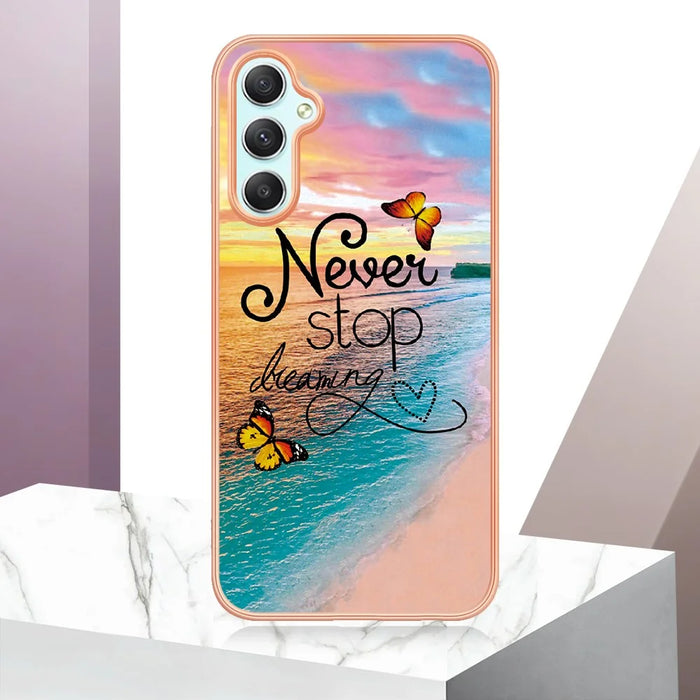 For Samsung Galaxy A16 4G / Galaxy A16 5G Case with IMD Marble Flower Pattern TPU Mobile Back Cover  - Never Stop Dreaming - 5