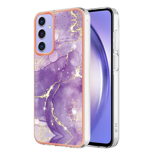For Samsung Galaxy A16 5G / Galaxy A16 4G TPU Case with IMD Marble Pattern Electroplated Back Cover - Purple 002 - 1