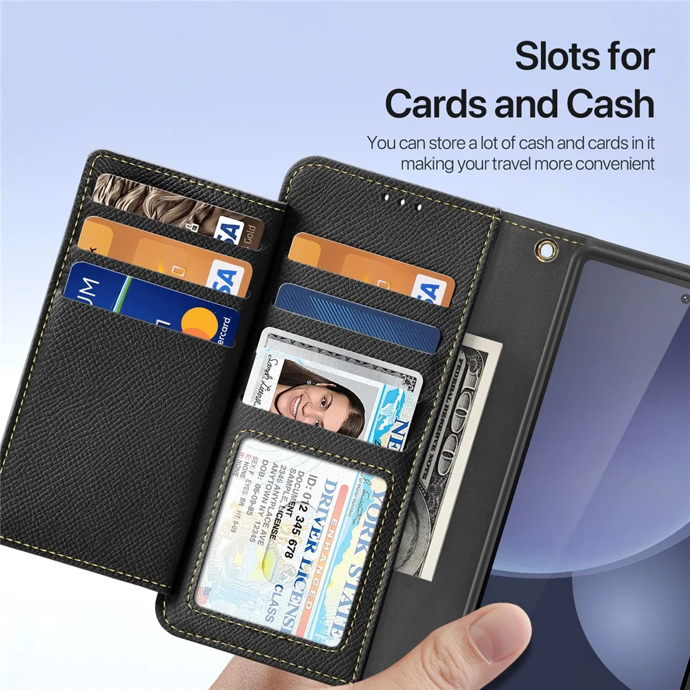 DUX DUCIS Lawa Series For Samsung Galaxy S25 Ultra Case Detachable Magnetic Cowhide Leather Cover Zipper Wallet - Black - 7