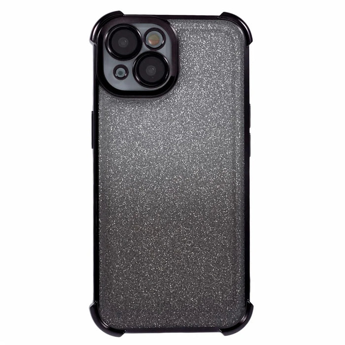 For iPhone 15 Plus Case Glitter TPU Phone Cover Reinforced Corners - Black - 3
