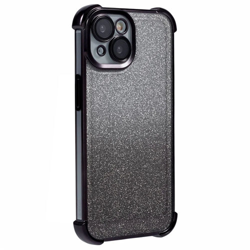For iPhone 14 Case Glitter TPU Phone Cover Reinforced Corners - Black - 1