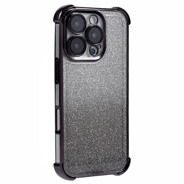 For iPhone 16 Pro Max Case Glitter TPU Phone Cover Reinforced Corners - Black - 1
