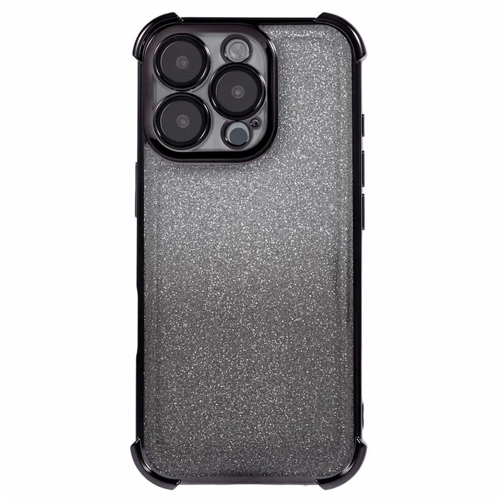 For iPhone 16 Pro Max Case Glitter TPU Phone Cover Reinforced Corners - Black - 3