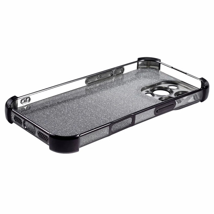 For iPhone 16 Pro Max Case Glitter TPU Phone Cover Reinforced Corners - Black - 4