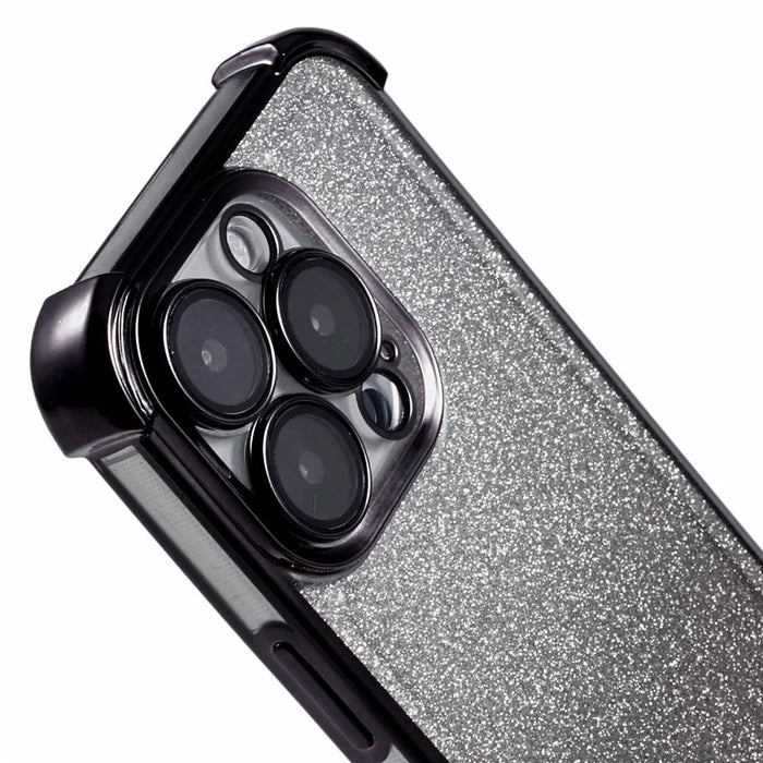 For iPhone 16 Pro Max Case Glitter TPU Phone Cover Reinforced Corners - Black - 6