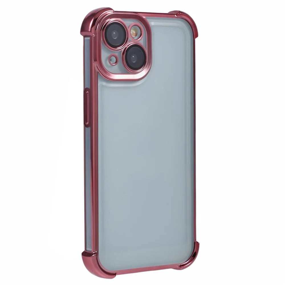 For iPhone 15 Plus Case Reinforced Corners TPU Clear Back Cover - Pink - 1