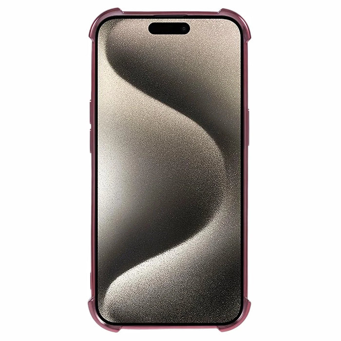 For iPhone 15 Plus Case Reinforced Corners TPU Clear Back Cover - Pink - 2