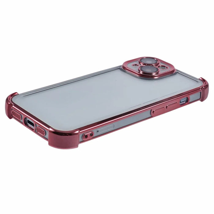 For iPhone 15 Plus Case Reinforced Corners TPU Clear Back Cover - Pink - 4