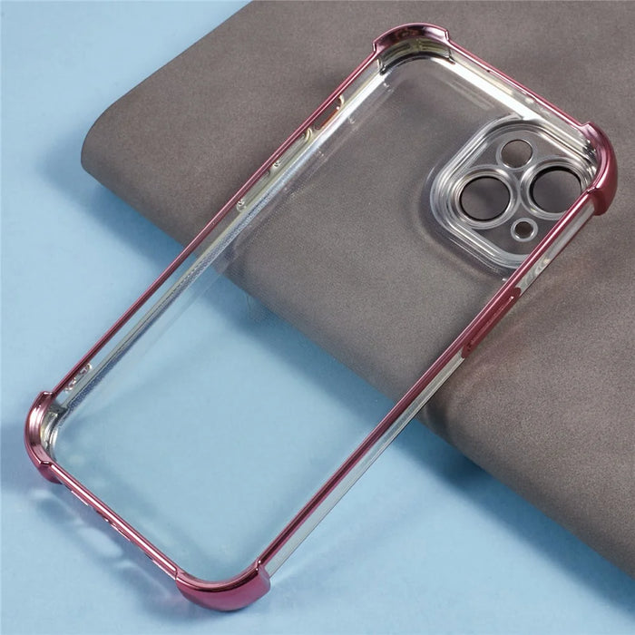 For iPhone 15 Plus Case Reinforced Corners TPU Clear Back Cover - Pink - 6