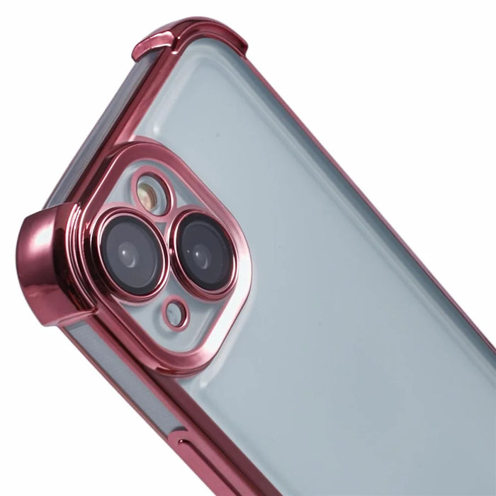 For iPhone 14 Case Reinforced Corners TPU Clear Back Cover - Pink - 5