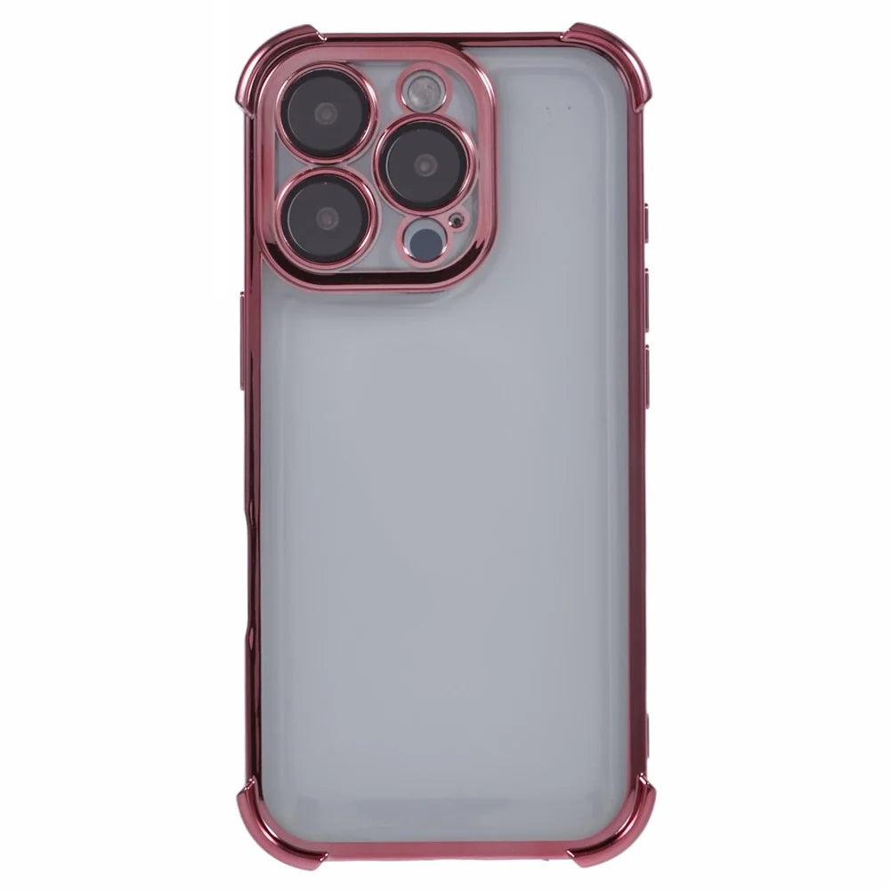 For iPhone 16 Pro Max Case Reinforced Corners TPU Clear Back Cover - Pink - 3