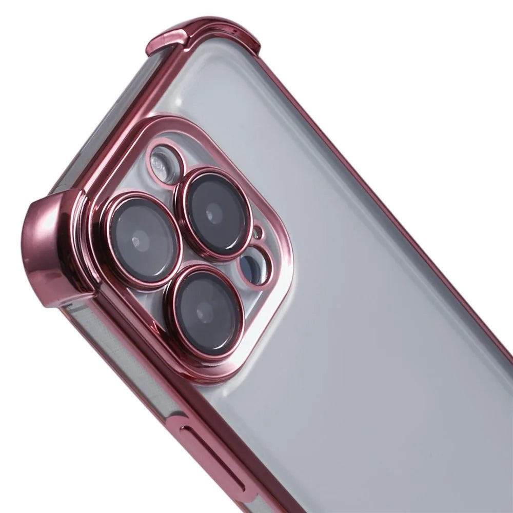 For iPhone 16 Pro Max Case Reinforced Corners TPU Clear Back Cover - Pink - 5