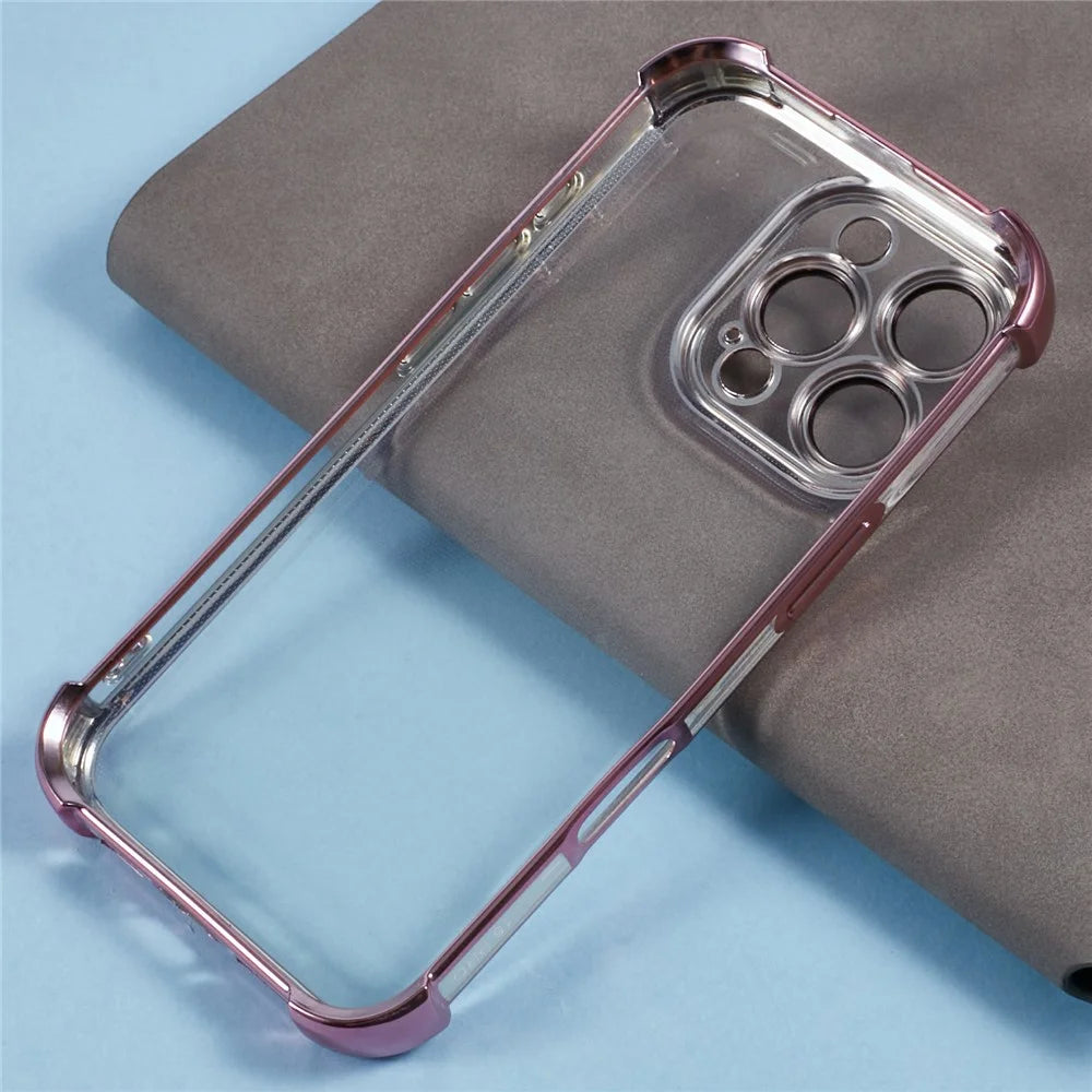 For iPhone 16 Pro Max Case Reinforced Corners TPU Clear Back Cover - Pink - 6