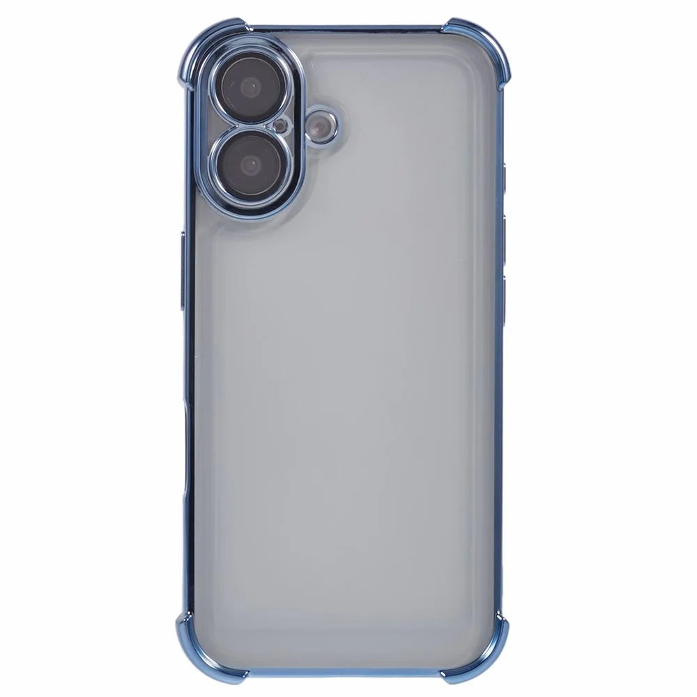 For iPhone 16 Plus Case Reinforced Corners TPU Clear Back Cover - Blue - 3