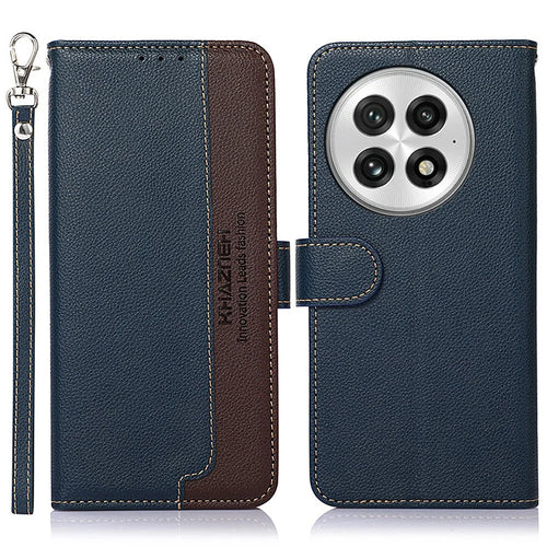 KHAZNEH For OnePlus 13 Case RFID Blocking Wallet Litchi Texture PU Leather Phone Cover - Blue - 1