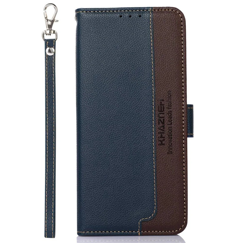 KHAZNEH For OnePlus 13 Case RFID Blocking Wallet Litchi Texture PU Leather Phone Cover - Blue - 6