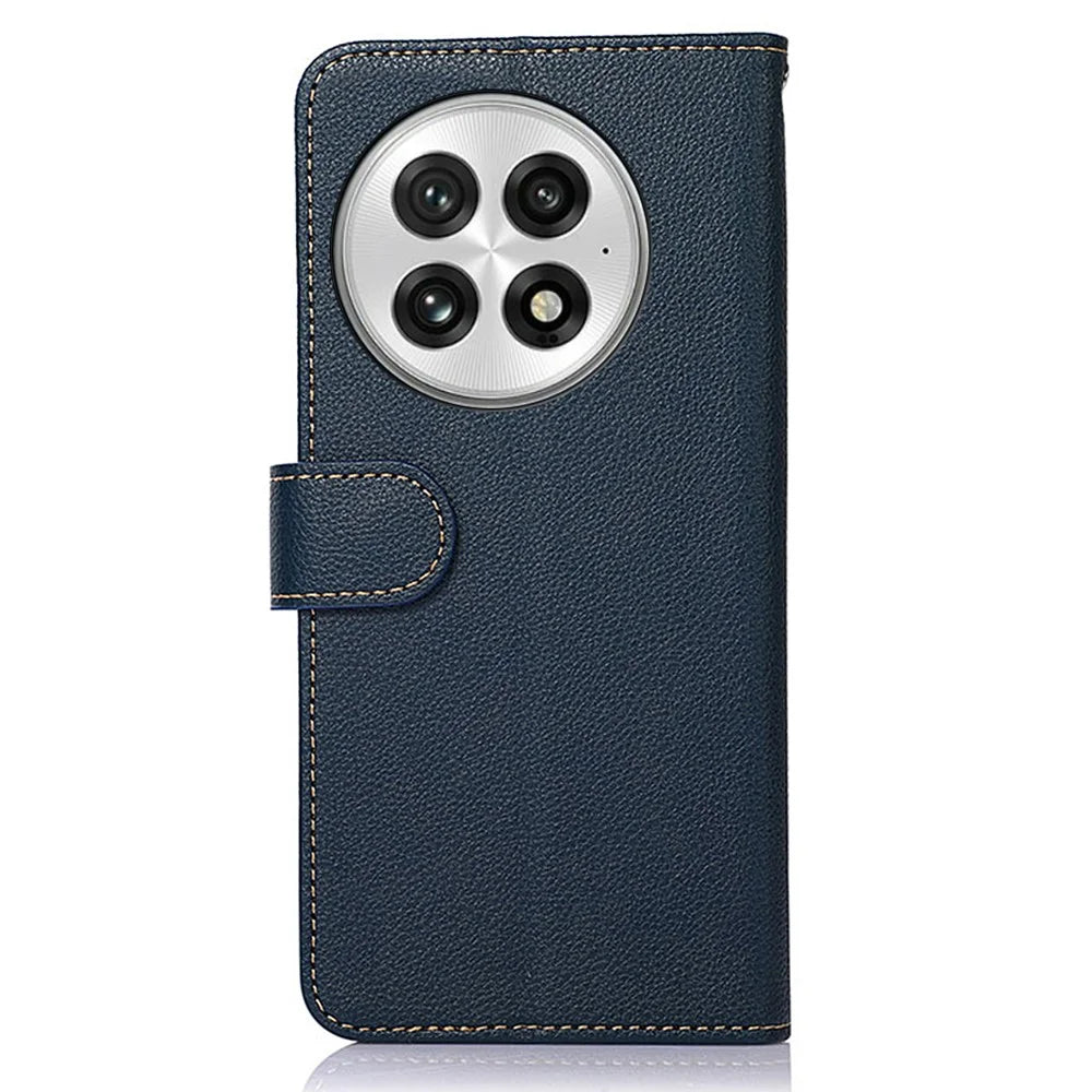 KHAZNEH For OnePlus 13 Case RFID Blocking Wallet Litchi Texture PU Leather Phone Cover - Blue - 7