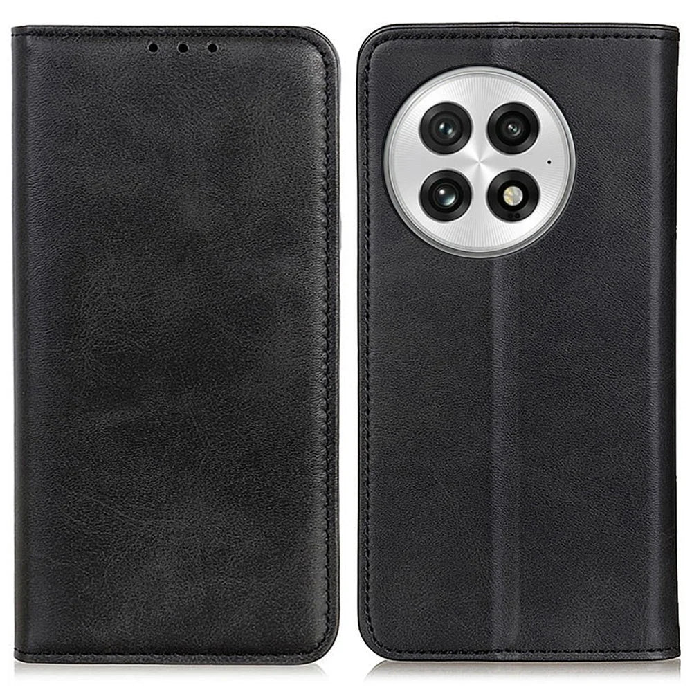 For OnePlus 13 Case Split Leather Flip Wallet Phone Cover - Black - 1