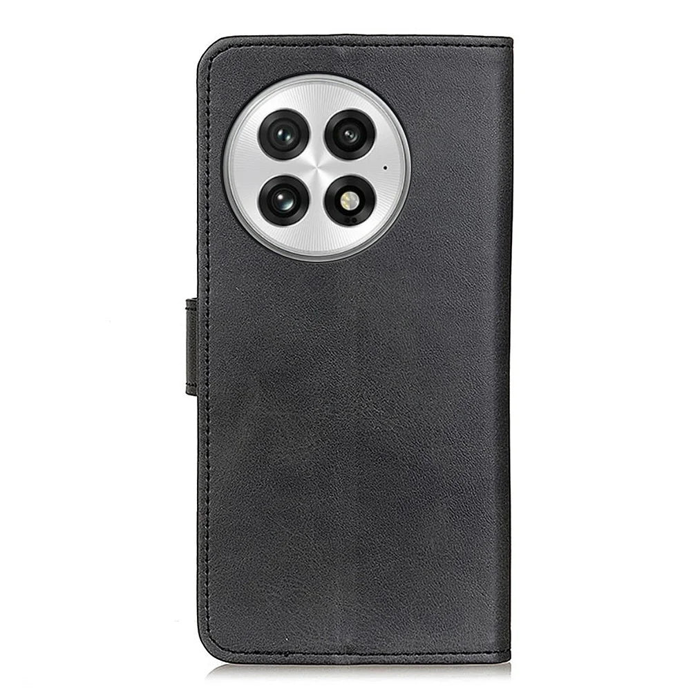 For OnePlus 13 Stand Wallet Case Cowhide Texture Leather Phone Cover - Black - 7